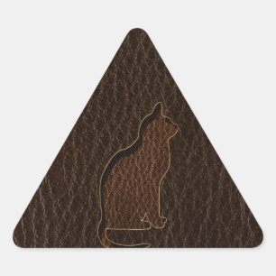 Adesivo Triangular Obscuridade do gato do Couro-Olhar