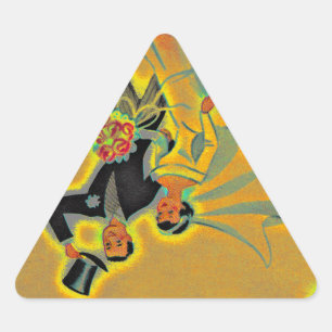 Adesivo Triangular Ouro do Casamento vintage da Noz do Casal Sticker