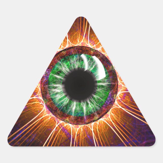 Adesivo Triangular Outra Arte Fractal de Olhos de Tesla (Frente)