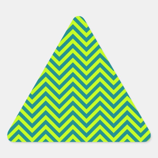 Adesivo Triangular Padrão Chevron Teal E Verde limão (Frente)