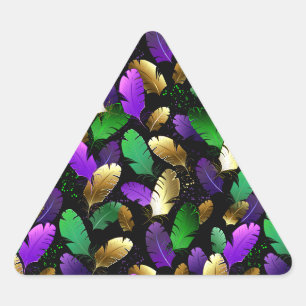 Adesivo Triangular Padrão contínuo com penas de Mardi Gras