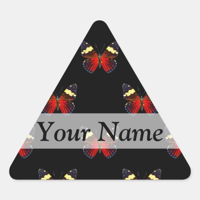 Adesivo Triangular Padrão de borboletas vermelhas e pretas (Frente)