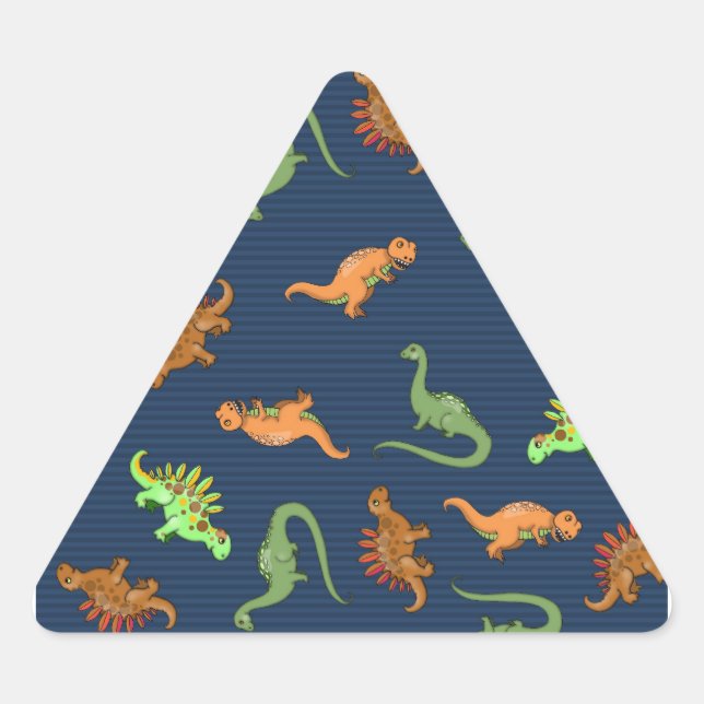 Adesivo Triangular Padrão de Dinossauros Fofos (Frente)