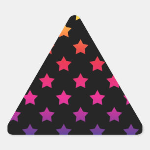 Adesivo Triangular Padrão de Estrelas do Arco-íris sobre Fundo Preto