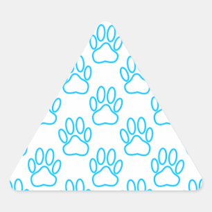 Adesivo Triangular Padrão de Impressão da Pata de Cão Azul