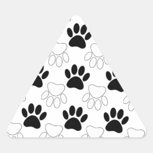 Adesivo Triangular Padrão de Impressão de Pata de Cachorro Preto e Br