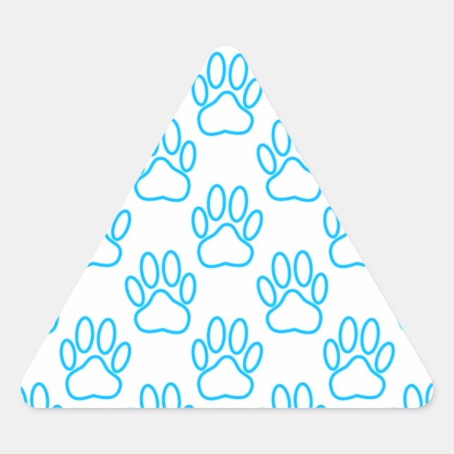 Adesivo Triangular Padrão de Impressão de Pata Neon Azul (Frente)