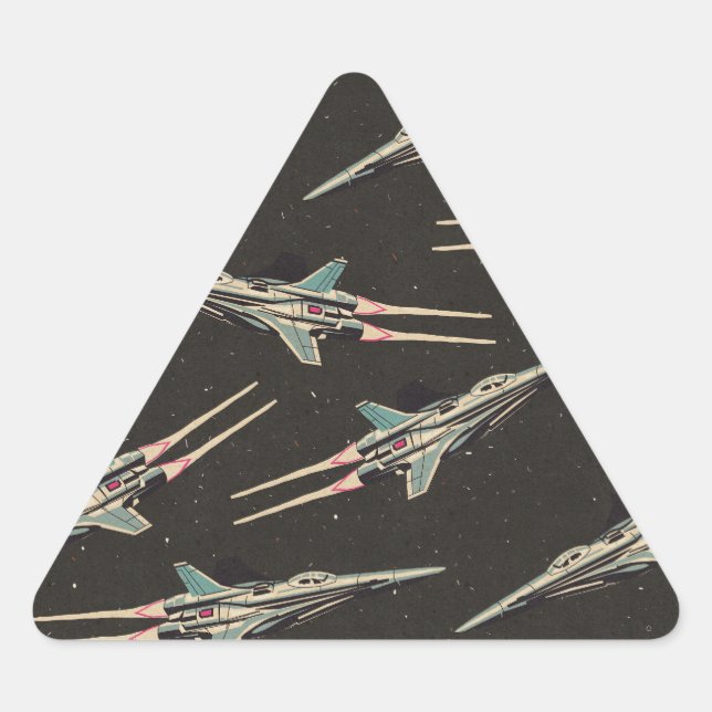 Adesivo Triangular padrão de nave espacial vintage (Frente)