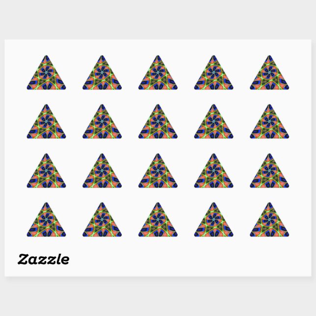 Adesivo Triangular Padrão de Penas de Peacock abstrato (Folha)