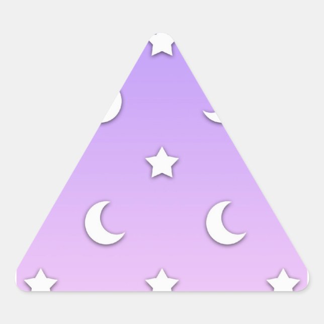 Adesivo Triangular Padrão de Pequenas Estrelas e Luas Brancas (Frente)