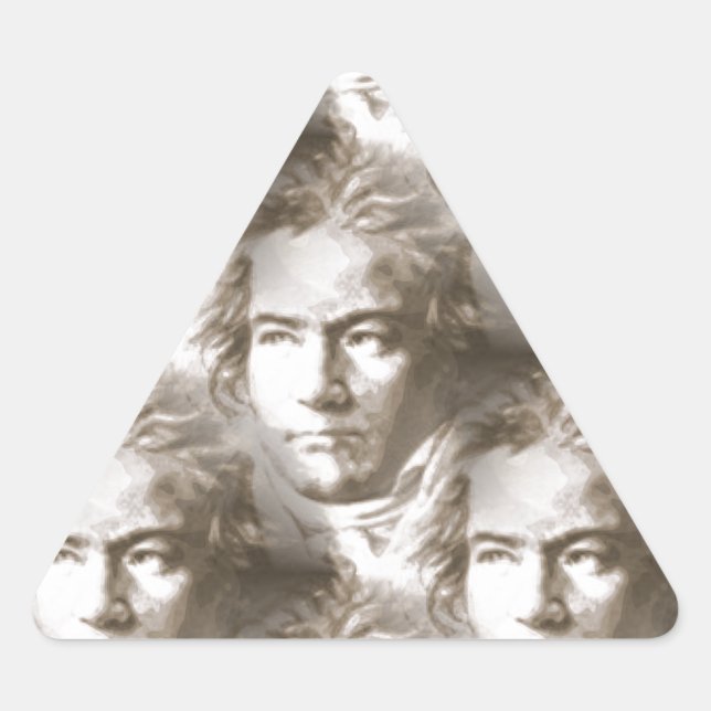 Adesivo Triangular Padrão de retrato de Beethoven (Frente)