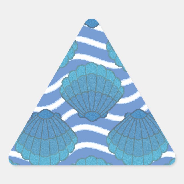 Adesivo Triangular Padrão De Vintage Seashell E Ondas (Frente)