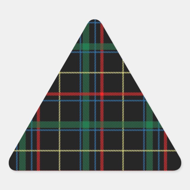 Adesivo Triangular Padrão de Xadrez do Tartan Vermelho e Negro (Frente)