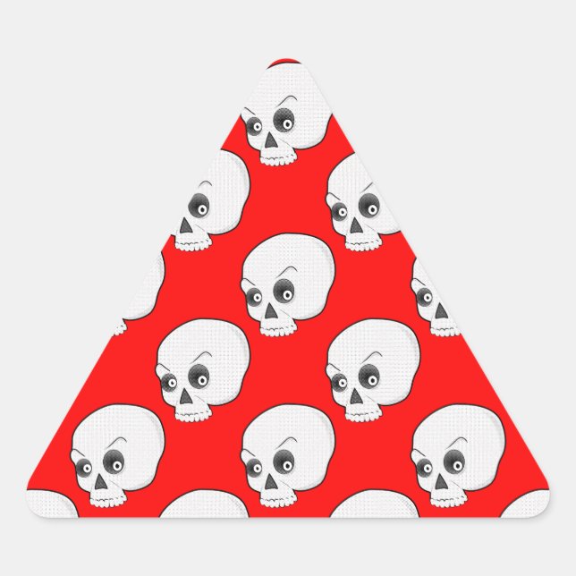 Adesivo Triangular Padrão Do Crânio Em Fundo Vermelho (Frente)