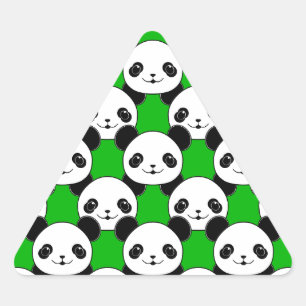 Adesivo Triangular Padrão do Urso de Panda de Kawaii