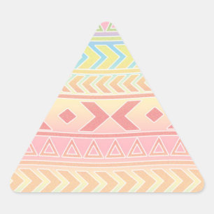 Adesivo Triangular Padrão Fofo Influenciado pelos Astecas em Cores Pa