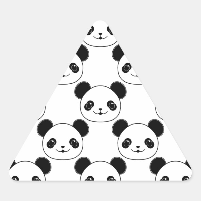 Adesivo Triangular Padrão Kawaii Panda Em Preto E Branco (Frente)