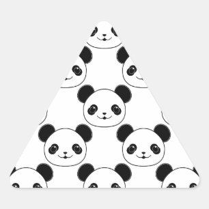 Adesivo Triangular Padrão Kawaii Panda Em Preto E Branco