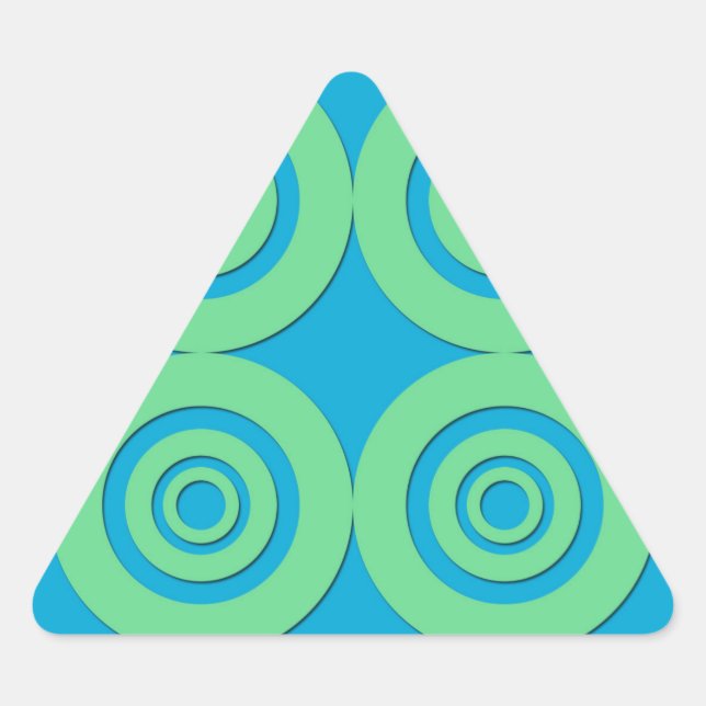 Adesivo Triangular Padrão Moderno dos Círculos de Turquesa Verde da C (Frente)