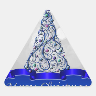 Adesivo Triangular Palhetas - Árvore de espirais de Cobalto