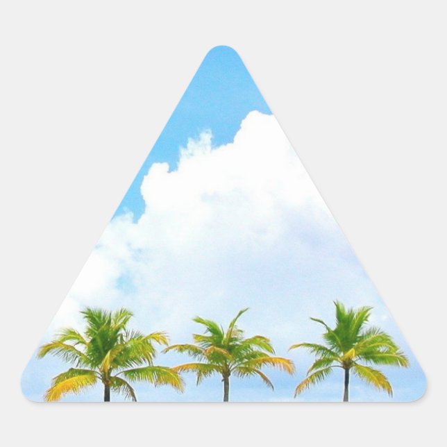 Adesivo Triangular Palmeiras Céu Azul Nuvens Modelo Personalizado em  (Frente)