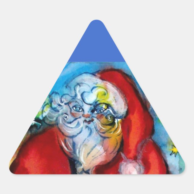 Adesivo Triangular Papai Noel com lanterna na noite de Natal (Frente)