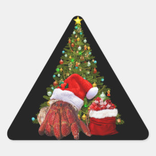 Adesivo Triangular Papais noeis Caranguejo Engraçado Natal Hermit Cra
