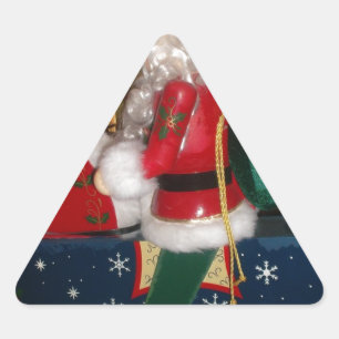 Adesivo Triangular Papais noeis de Natal num Cavalo com Impressão de 