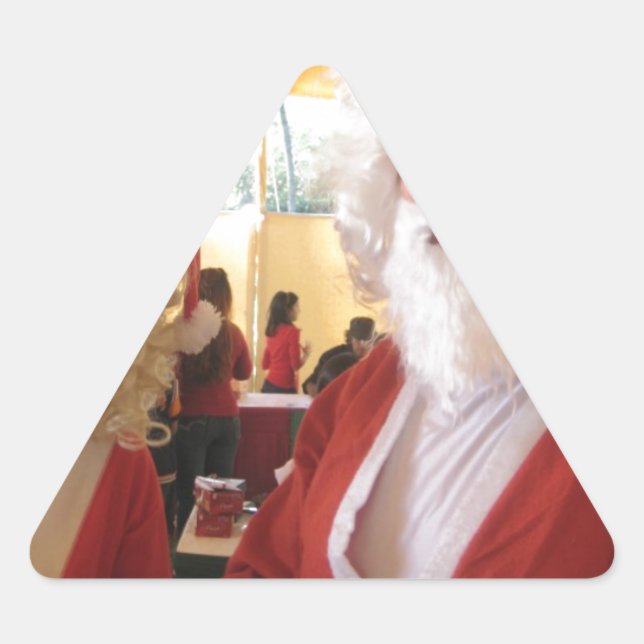 Adesivo Triangular Papais noeis e Celebração de Natal da Sra. Claus - (Frente)
