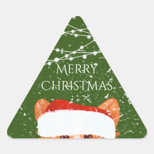 Adesivo Triangular Papais noeis Orange Corgi Feliz Natal