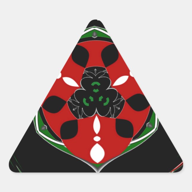 Adesivo Triangular "Paz: com Emblema de Escudo" Impressão de Arte (Frente)