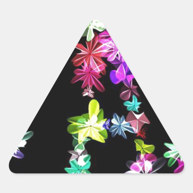 Adesivo Triangular "PAZ" em Impressão de Arte Floral (Frente)