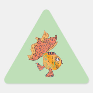 Adesivo Triangular Peixe Dourado Arte Popular Caprichosa   Fantasia B