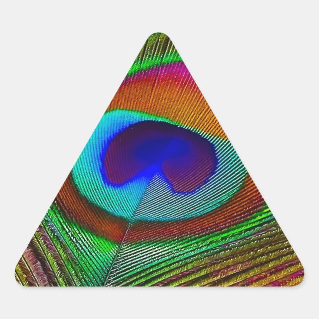 Adesivo Triangular Pena de Pavão de Cobre Vibrante (Frente)