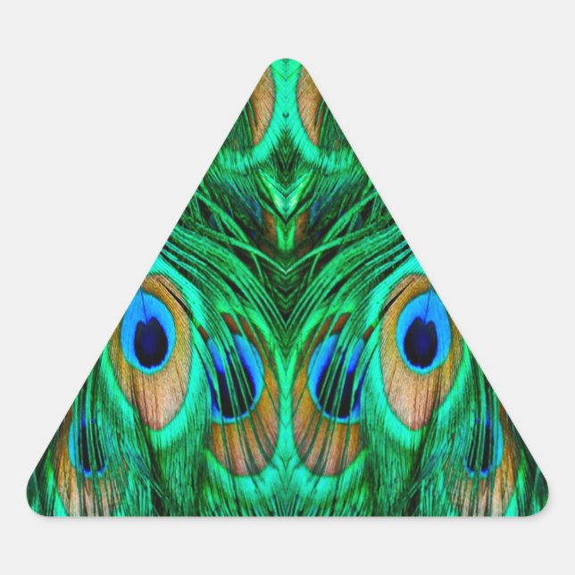 Adesivo Triangular Penas de Pavão Gloriosas (Frente)