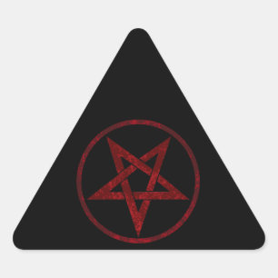 Adesivo Triangular Pentagrama do diabo vermelho