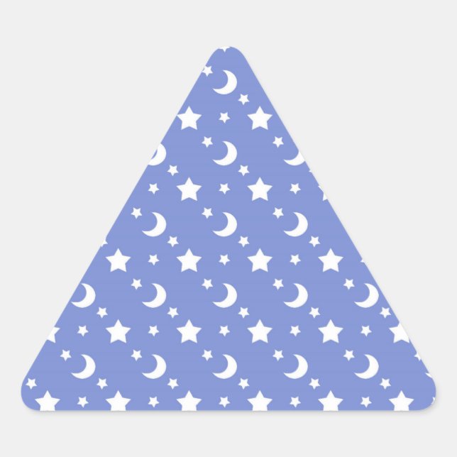 Adesivo Triangular Pequenas Estrelas e Padrão de Luas no Azul (Frente)