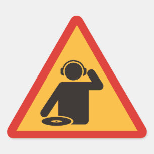 Adesivo Triangular Perigo DJs no trabalho