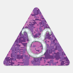 Adesivo Triangular Pérola como Taurus Zodiac Símbolo na Camo Digita