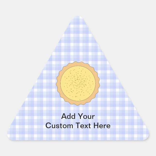 Adesivo Triangular Pie de custódia. Yellow Tart, com Blue Gingham. (Frente)