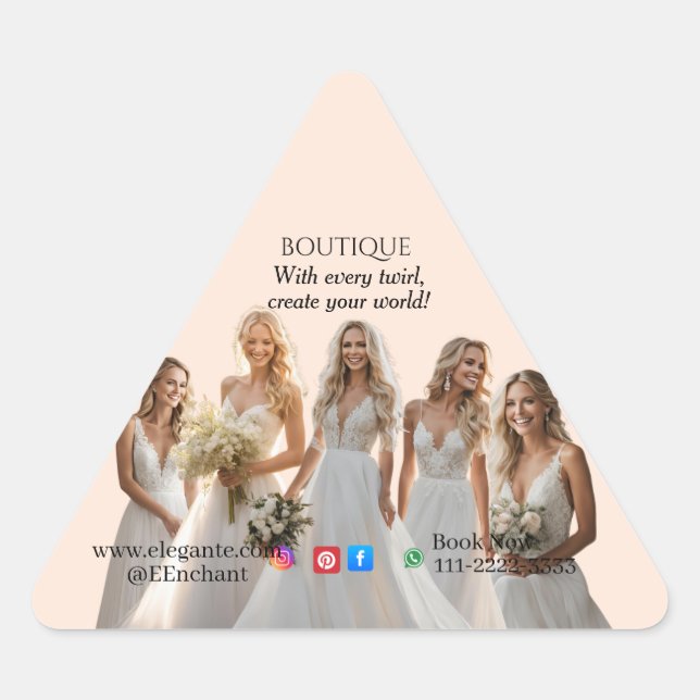 Adesivo Triangular Pink Bridal Bliss Celebrate Love Happiness Wedding (Frente)