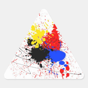 Adesivo Triangular Pinte o amarelo do vermelho azul do preto da arte