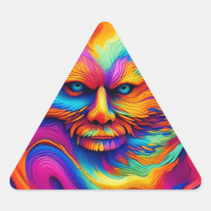 Adesivo Triangular Pintor de Abstrato de Triquete Psicodélico Colorid