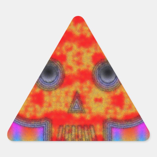 Adesivo Triangular Pintura Colorida do Crânio Robô (Frente)