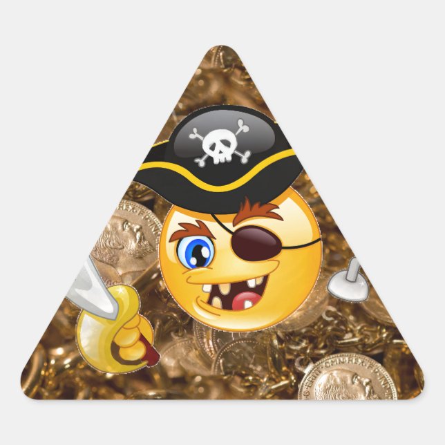 Adesivo Triangular pirata do tesouro emoji (Frente)