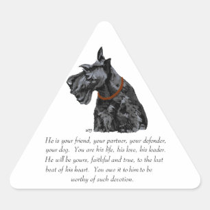Adesivo Triangular Presente de Terrier Escocês - Cão MACHO