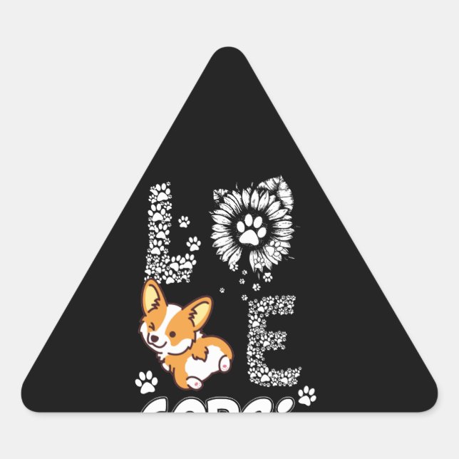 Adesivo Triangular Presente no cão | Love Corgi Lovely (Frente)