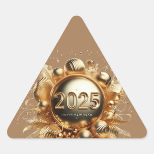 Adesivo Triangular presentes de feliz ano novo 2025