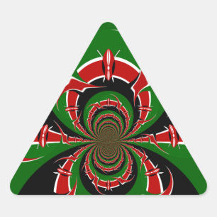 Adesivo Triangular Quênia Black red national flag cores design