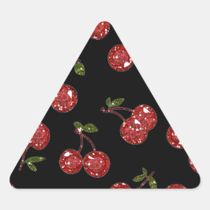 Adesivo Triangular RAB Rockabilly Cerejas Muito Vermelhas Em Preto